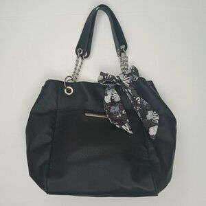 Steve Madden Black Tote Bag with Floral Scarf